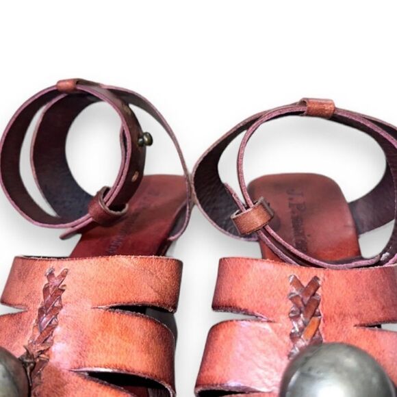 J. P. and Mattie Brown Leather Wedge Strappy Sandals Women's 6 - Picture 9 of 10